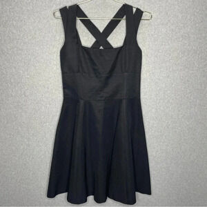 Reiss Black Cross-Strap Fit & Flare Mini Dress